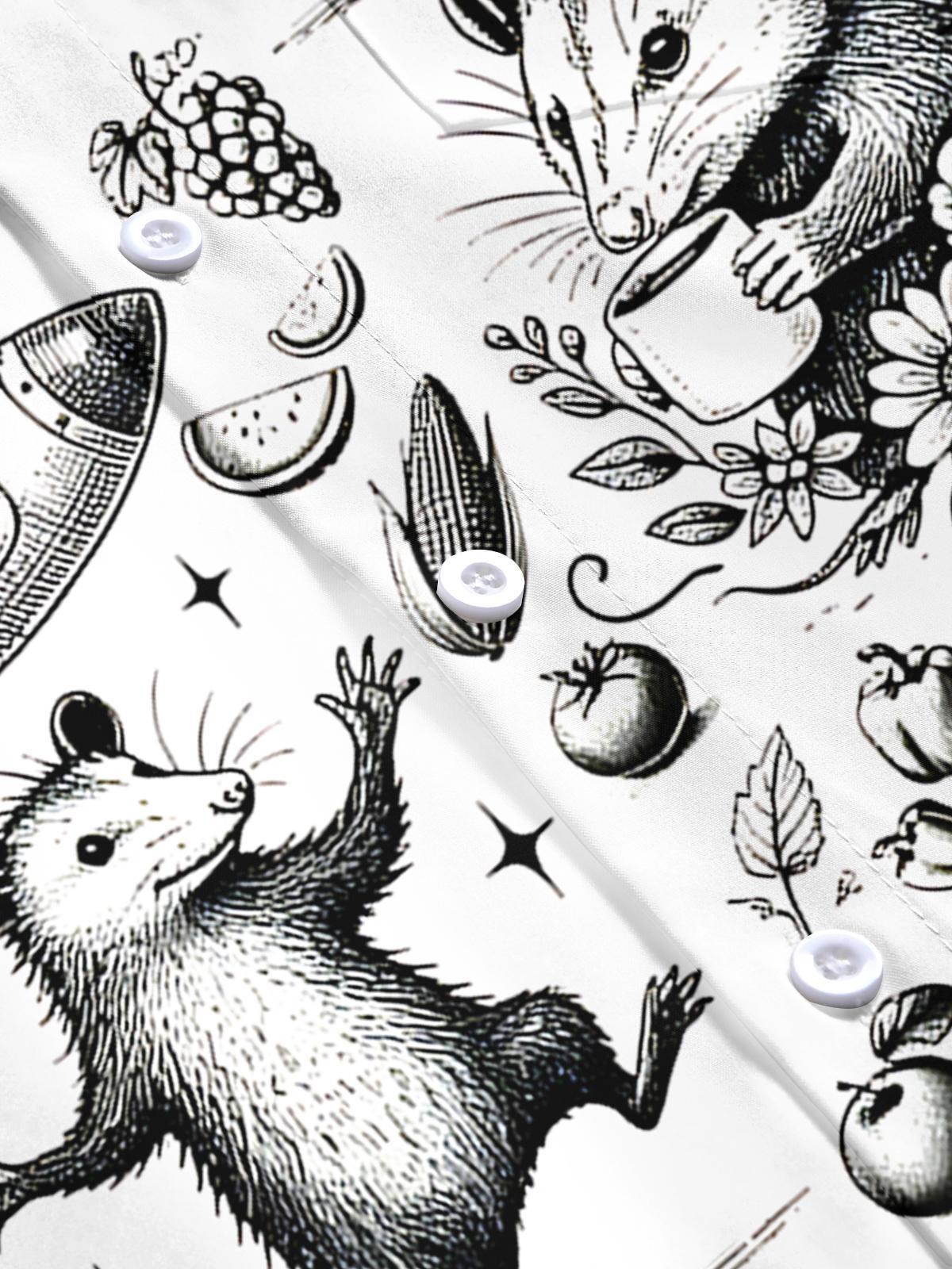 Vintage Raccoon Mouse Men's Pocket Short Sleeve Shirts