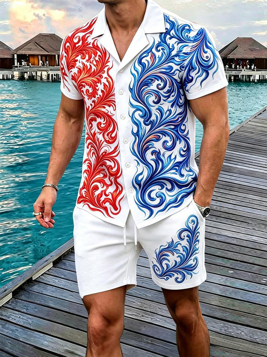 Floral Men's Pocket Short Sleeve Set