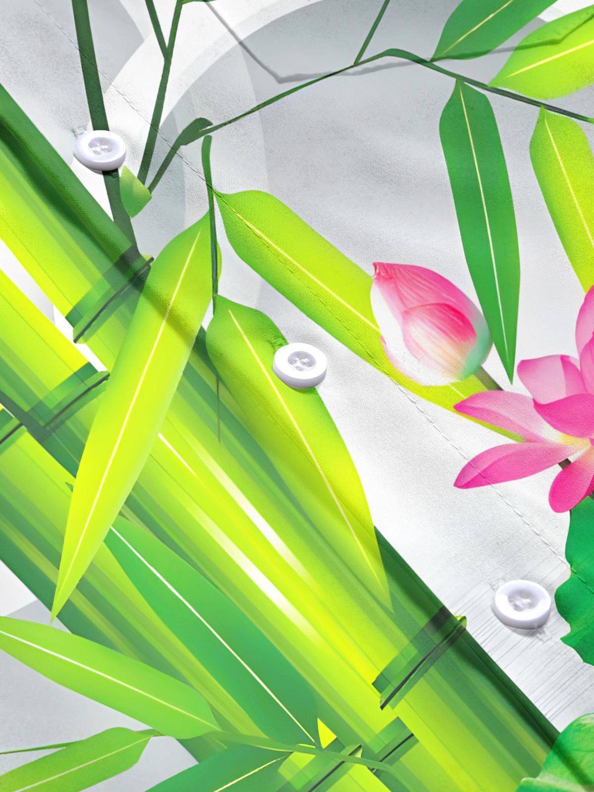 3D Bamboo Lotus Butterfly Men's Pocket Short Sleeve Shirts