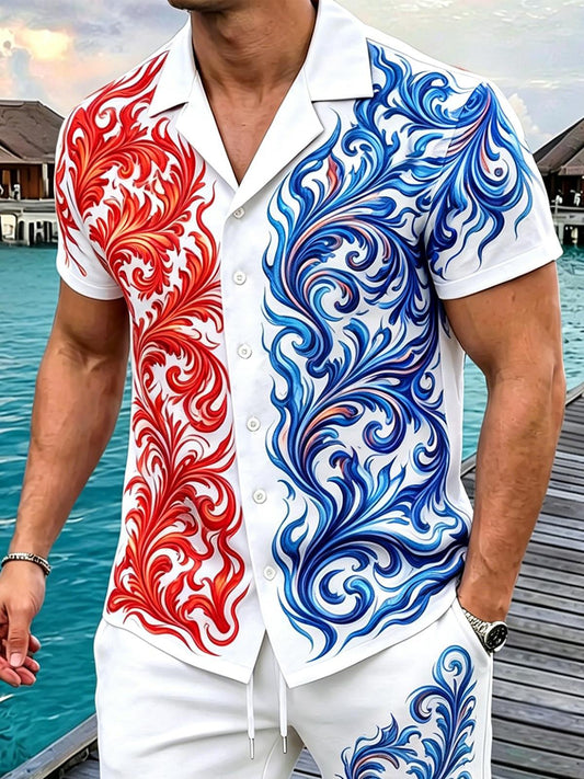 Floral Men's Pocket Short Sleeve Set