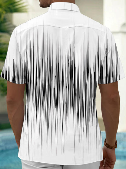 Casual Striped Print Men's Pocket Short Sleeve Shirts