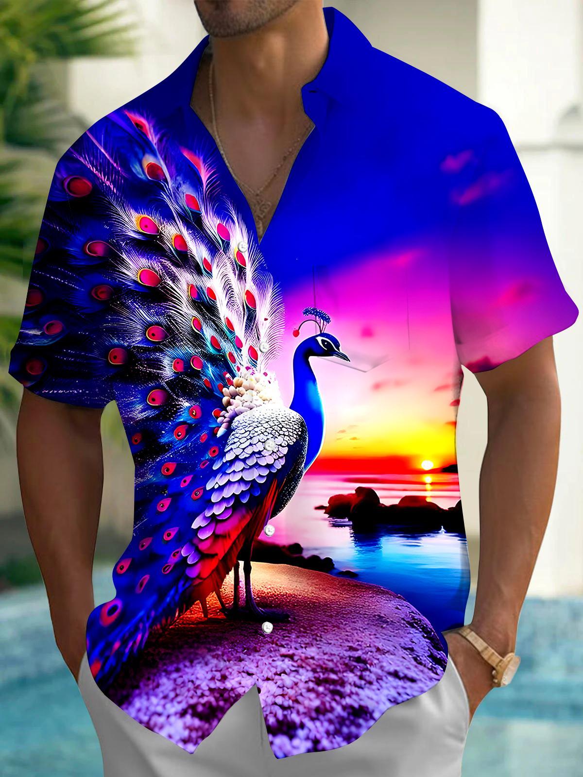 Peacock Men's Pocket Short Sleeve Shirts