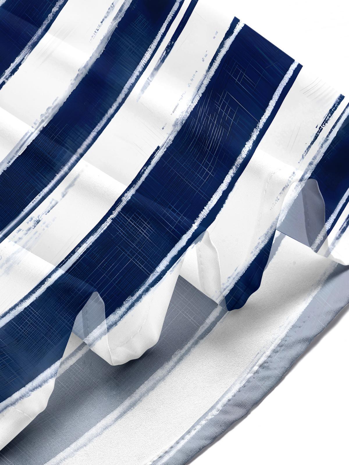 Nautical Anchor Pattern Striped Men's Pocket Short Sleeve Shirts