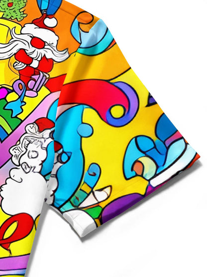 July Christmas Print Men's Pocket Short Sleeve Shirts