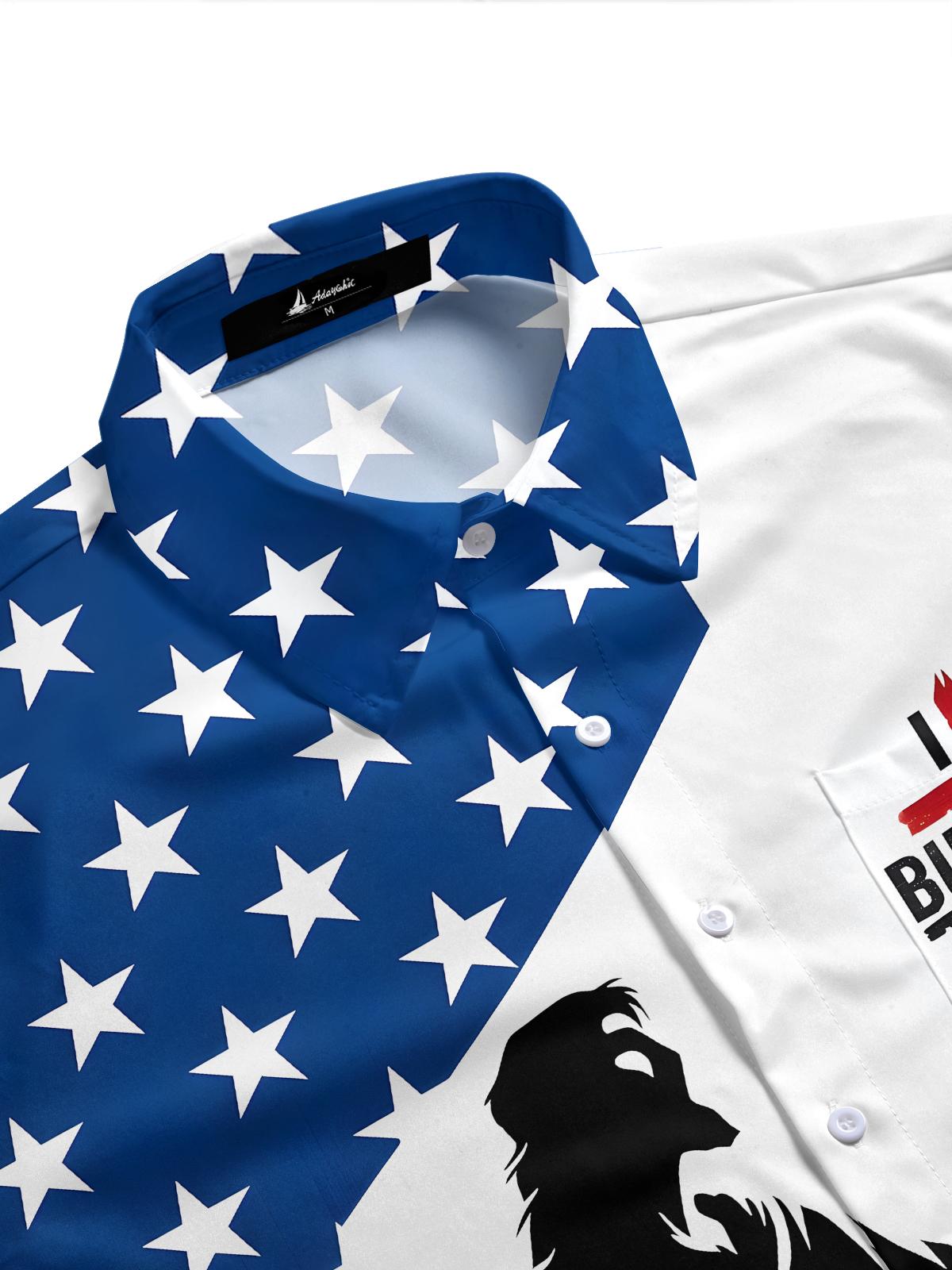 American Flag Jesus Faith Religion Independence Day Men's Pocket Short Sleeve Shirts