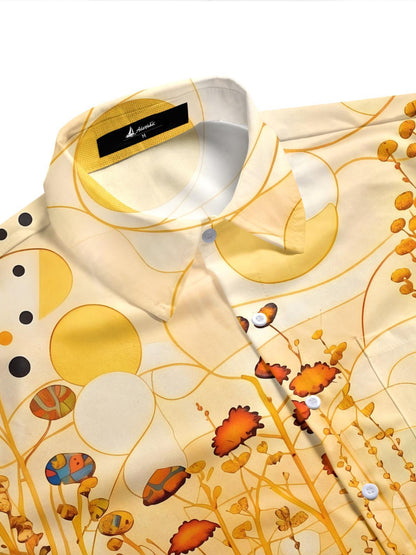 Abstract Art Gold Sun Men's Pocket Short Sleeve Shirts