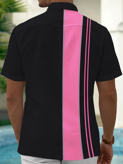 Hawaiian Flamingo Print Men's Pocket Short Sleeve Shirts