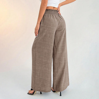 Womens Wide Leg Pants Elastic Waist Summer Lounge Pants Flowy Straight Leg Trousers for Travel Dating Leisure dependable