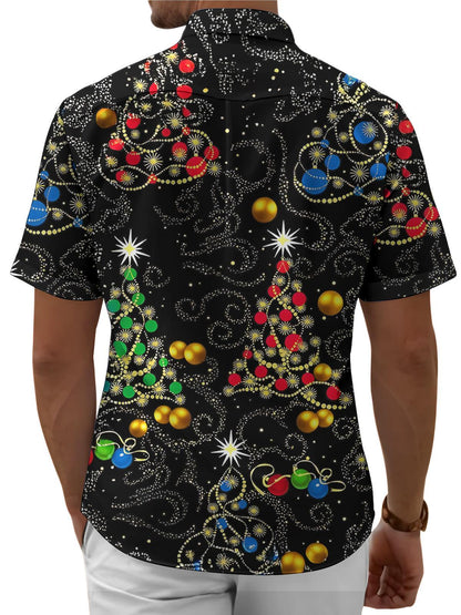 Christmas Hawaiian Shirts for Men Christmas Tree Short Sleeve Holiday Shirts Trendy Basic Tops for Leisure Vacation fabulous