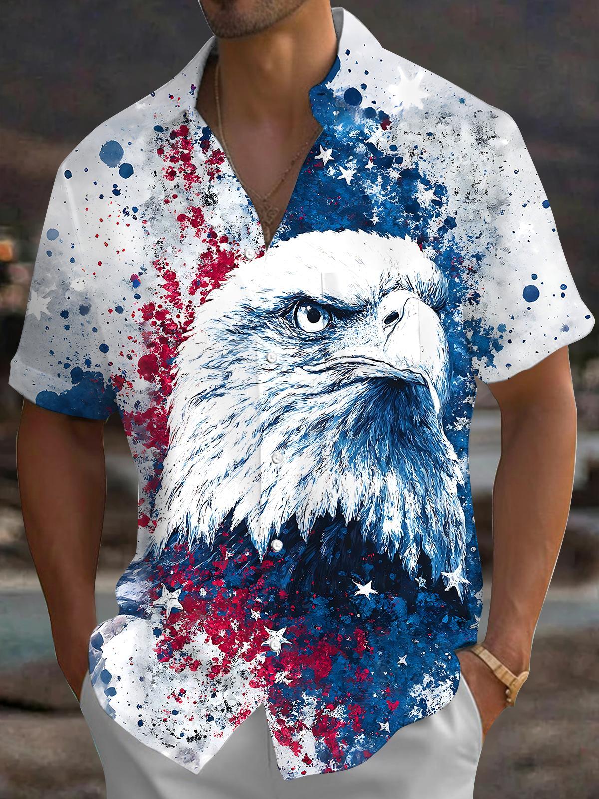 Retro Eagle Men's Pocket Short Sleeve Shirts