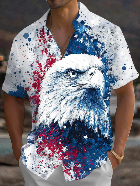 Retro Eagle Men's Pocket Short Sleeve Shirts