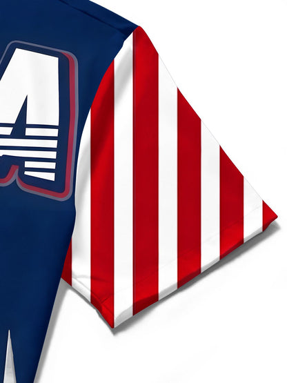 USA Statue Of Liberty Independence Day Men's Short Sleeve Baseball Jersey
