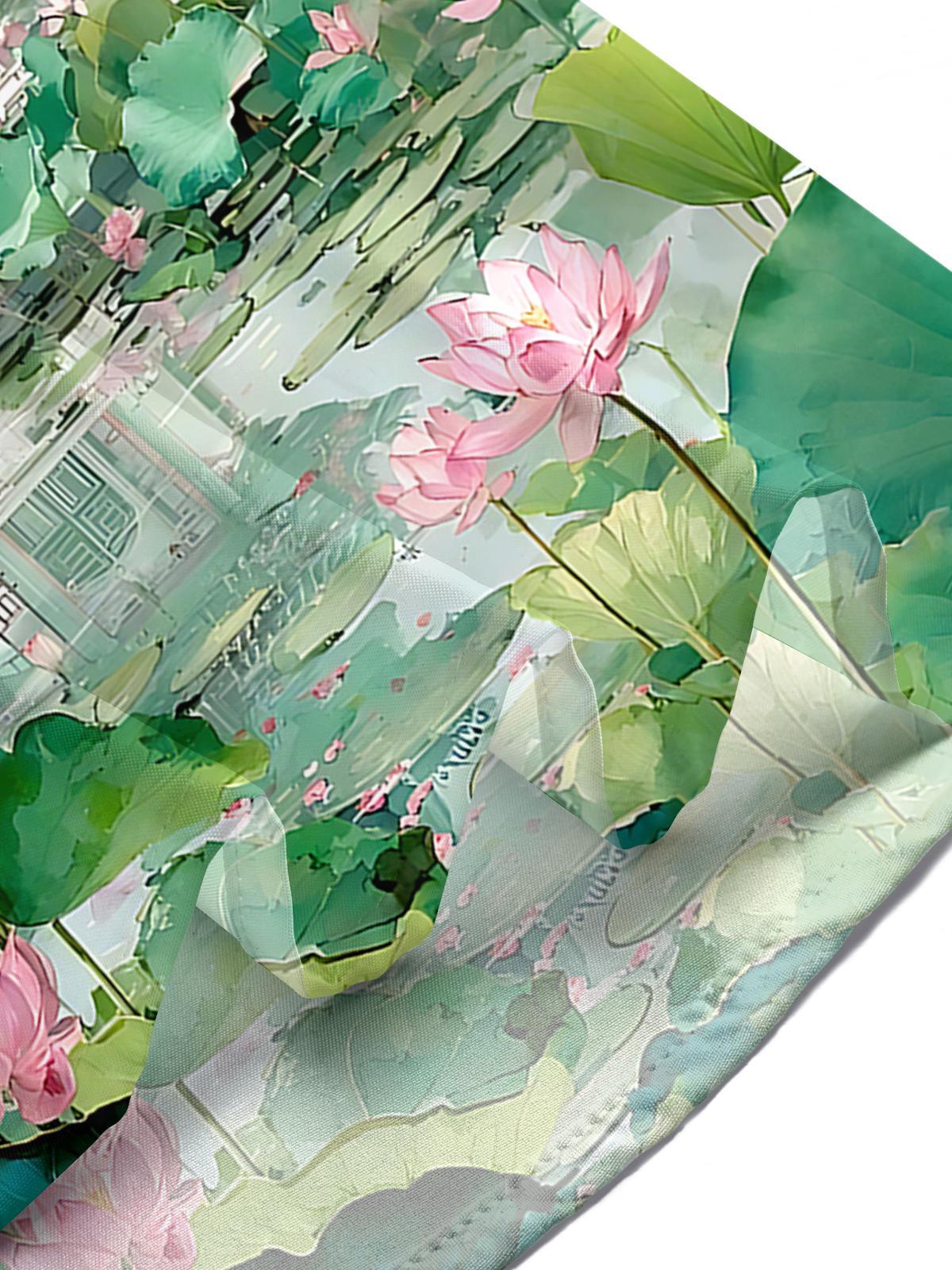Courtyard Lotus Men's Pocket Short Sleeve Shirts