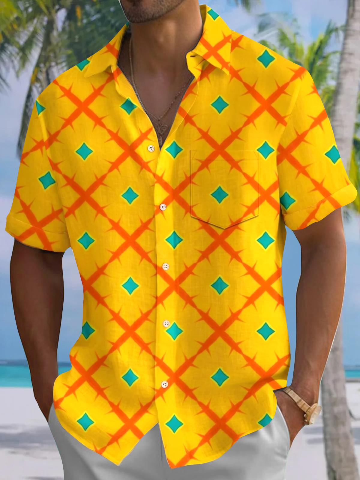 Pineapple Men's Pocket Short Sleeve Shirts