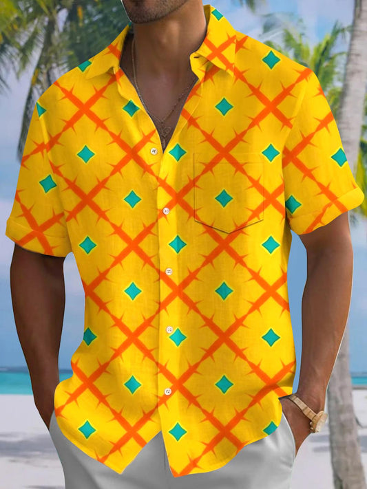 Pineapple Men's Pocket Short Sleeve Shirts