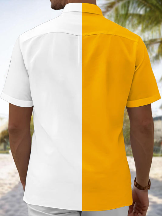 Bee Print Men's Pocket Short Sleeve Shirts