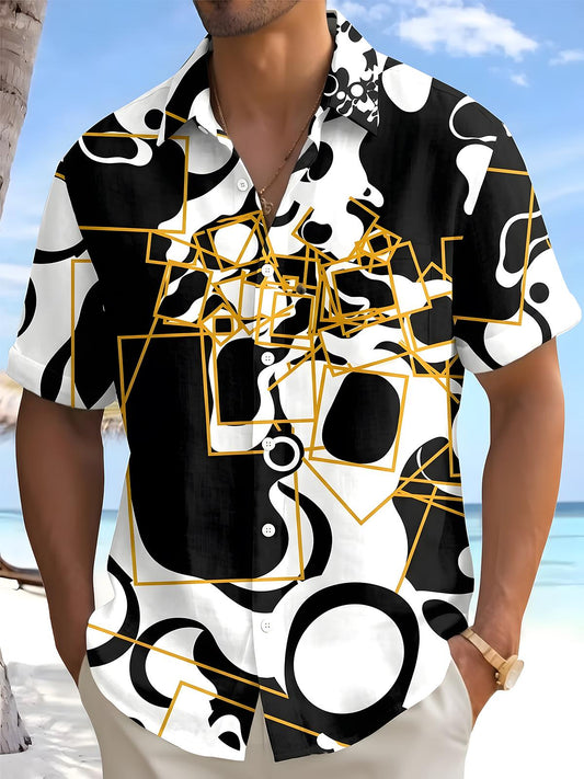 Basic Geometry Men's Pocket Short Sleeve Shirts