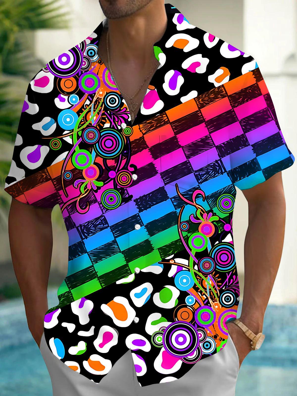 Colorful Geometry Men's Pocket Short Sleeve Shirts