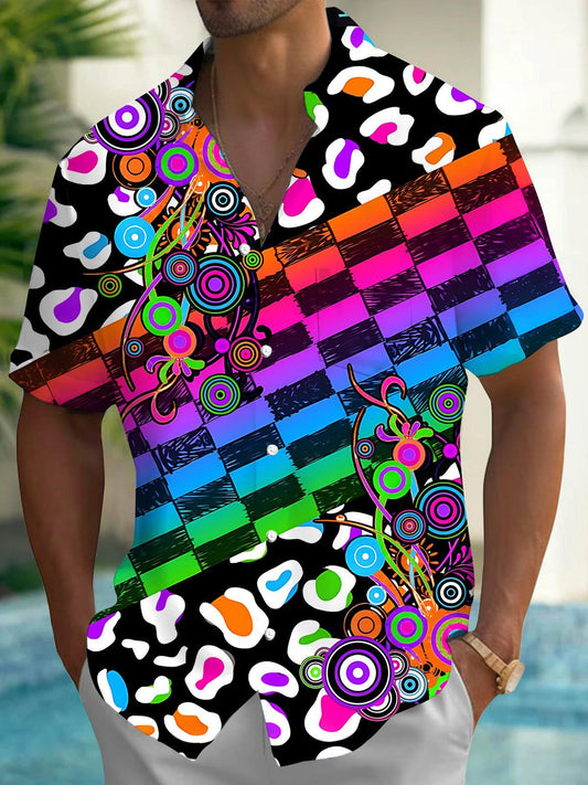 Colorful Geometry Men's Pocket Short Sleeve Shirts