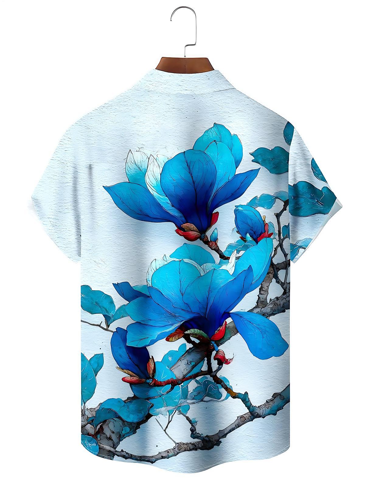 Floral Men's Pocket Short Sleeve Shirts