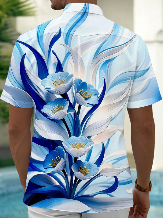 Floral Men's Pocket Short Sleeve Shirts