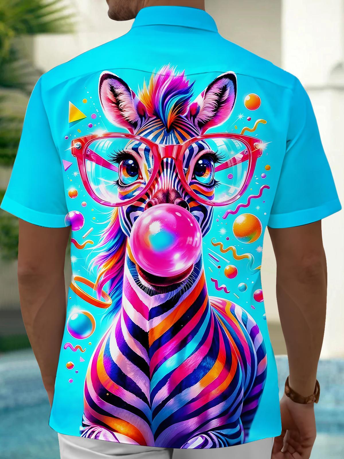 Funny Zebra Men's Pocket Short Sleeve Shirts