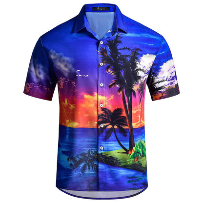 Mens Tropical Shirts Short Sleeve Hawaiian Palm Tree Loose Fit Vacation Shirts Fashion Lightweight Clothes Daily Wear kindly