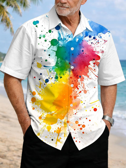 Abstract Splashed Ink Art Print Men's Pocket Short Sleeve Shirts