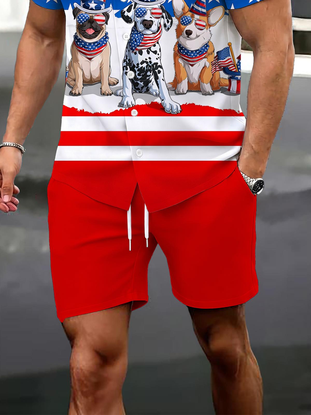 Independence Day Print Men's Print Pocket Shorts