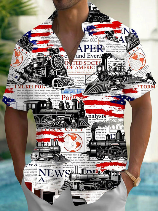 Independence Train Men's Pocket Short Sleeve Shirts