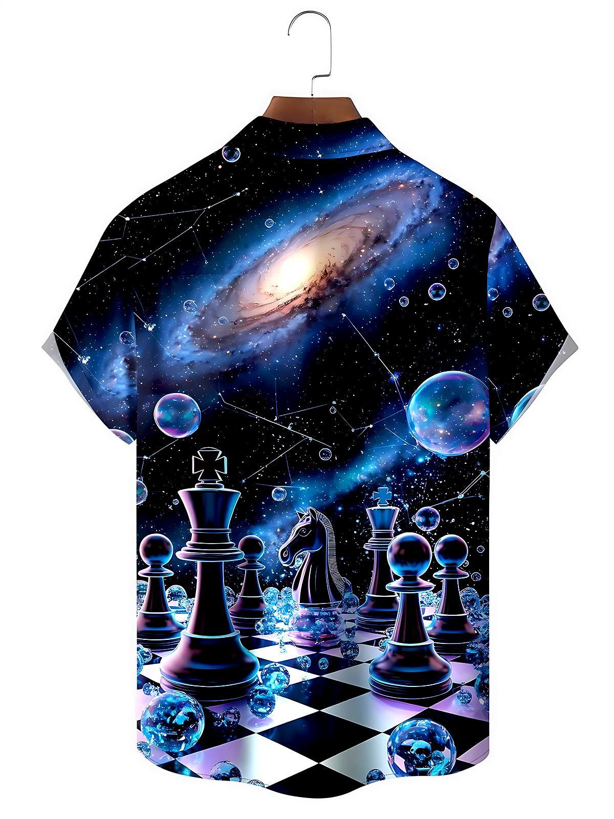 Universe Chess Men's Pocket Short Sleeve Shirts