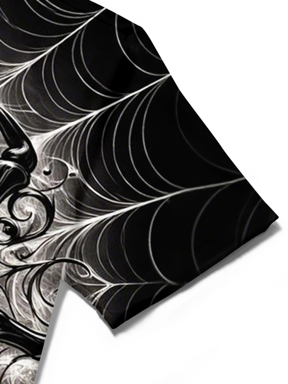 Spider Print Men's Pocket Short Sleeve Shirts
