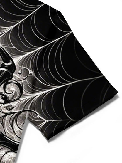 Spider Print Men's Pocket Short Sleeve Shirts