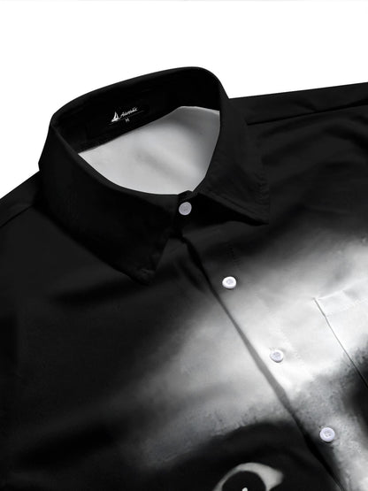 Horror Face Print Men's Pocket Short Sleeve Shirts