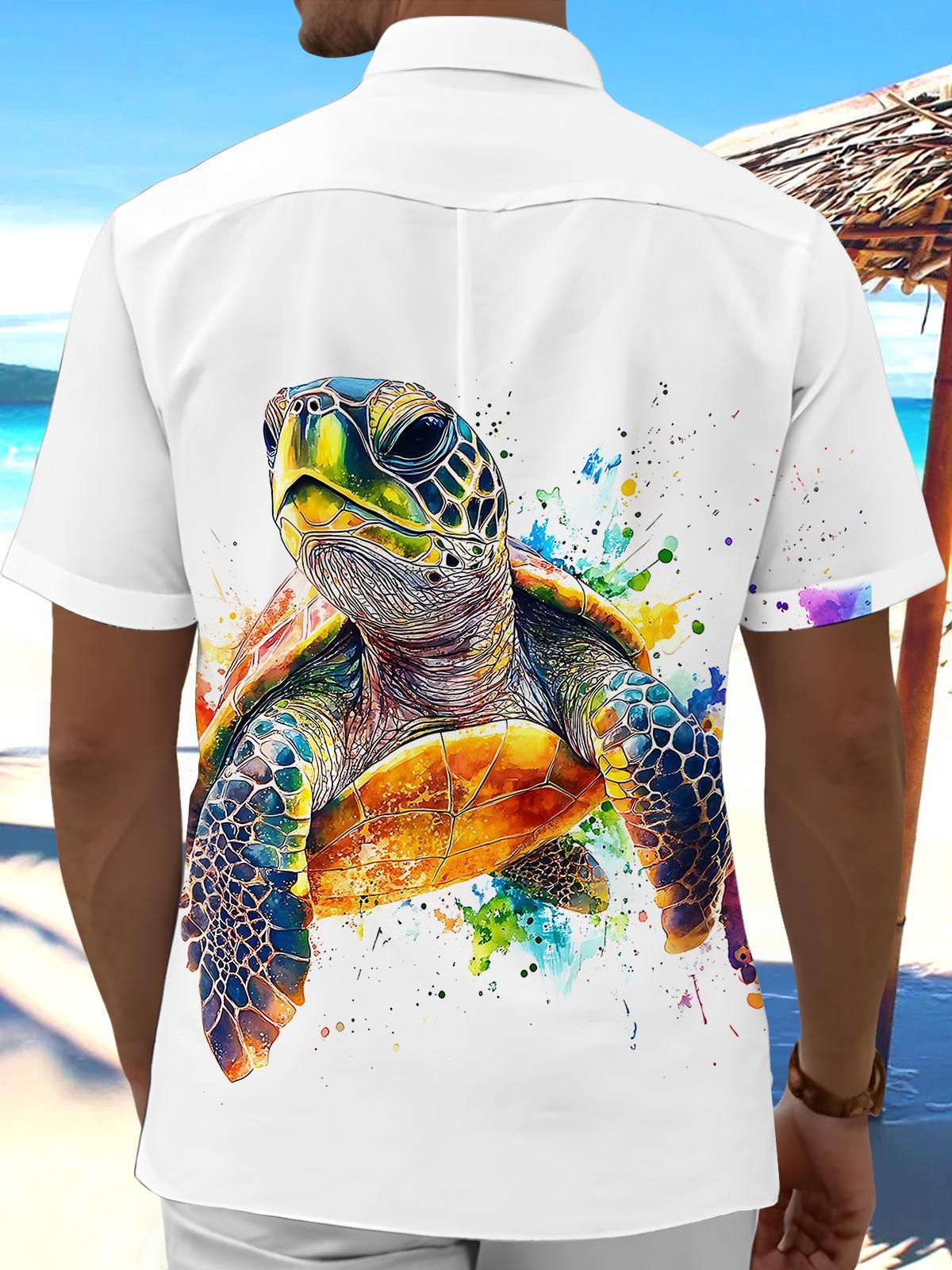 Hawaiian Sea Turtle Men's Pocket Short Sleeve Shirts