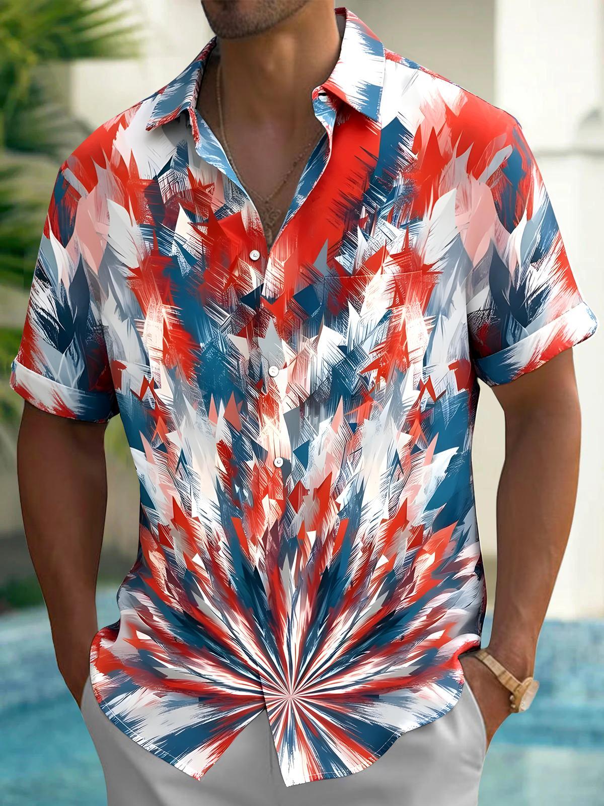 Abstract Men's Pocket Short Sleeve Shirts