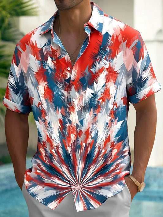 Abstract Men's Pocket Short Sleeve Shirts