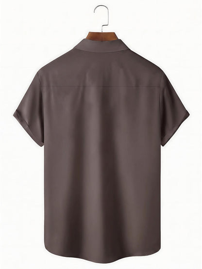 Wood Grain Men's Pocket Short Sleeve Shirts