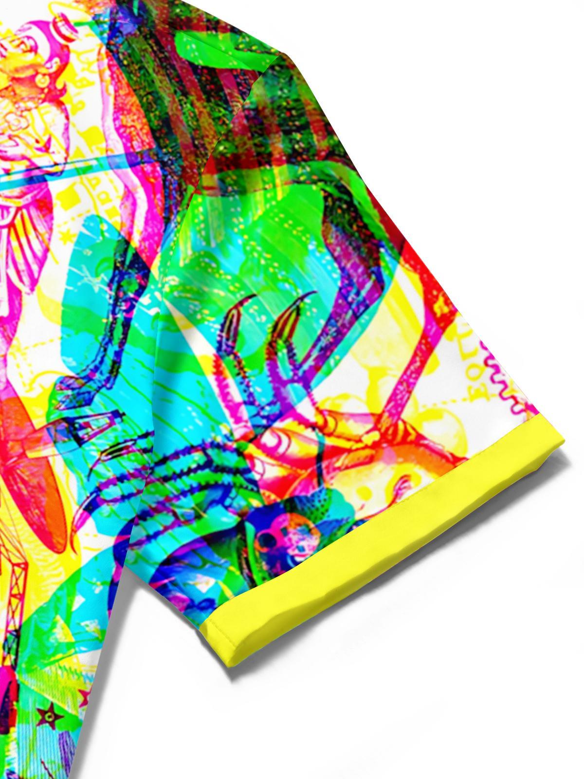 Abstract Art Print Men's Pocket Short Sleeve Shirts