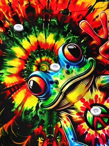 Tie Dye Hippie Frog Men's Pocket Short Sleeve Shirts