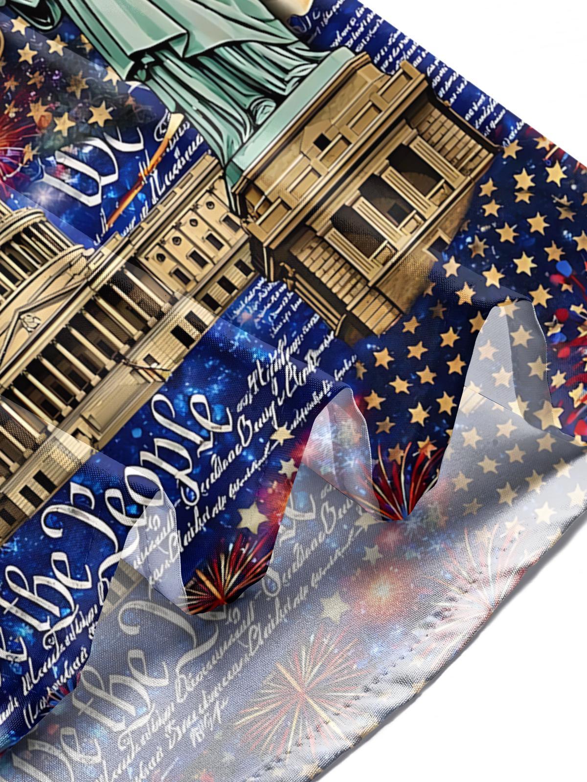 American 250th Anniversary Eagle Print Men's Pocket Short Sleeve Shirts