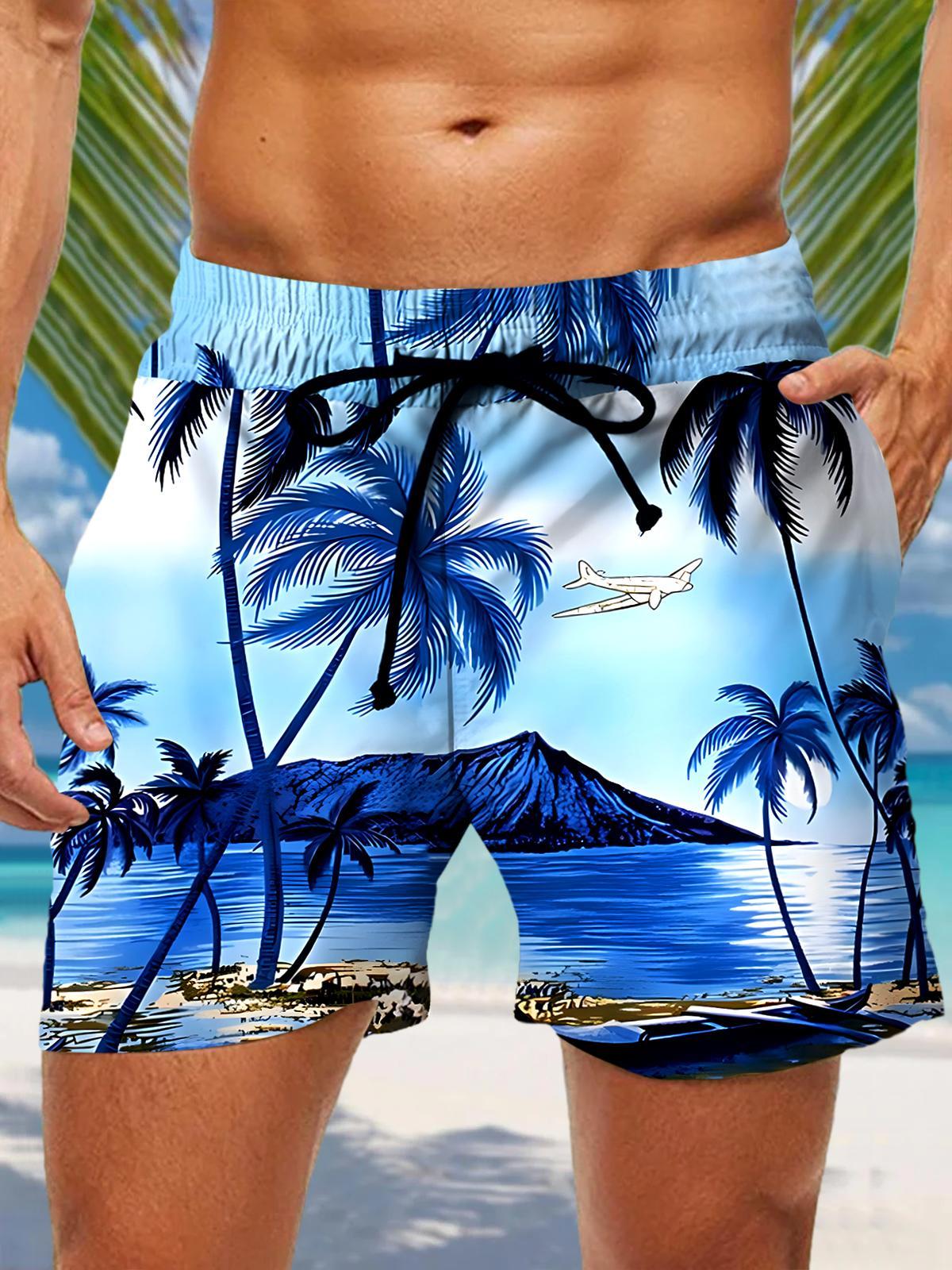 Hawaiian Coconut Tree Men's Print Pocket Shorts