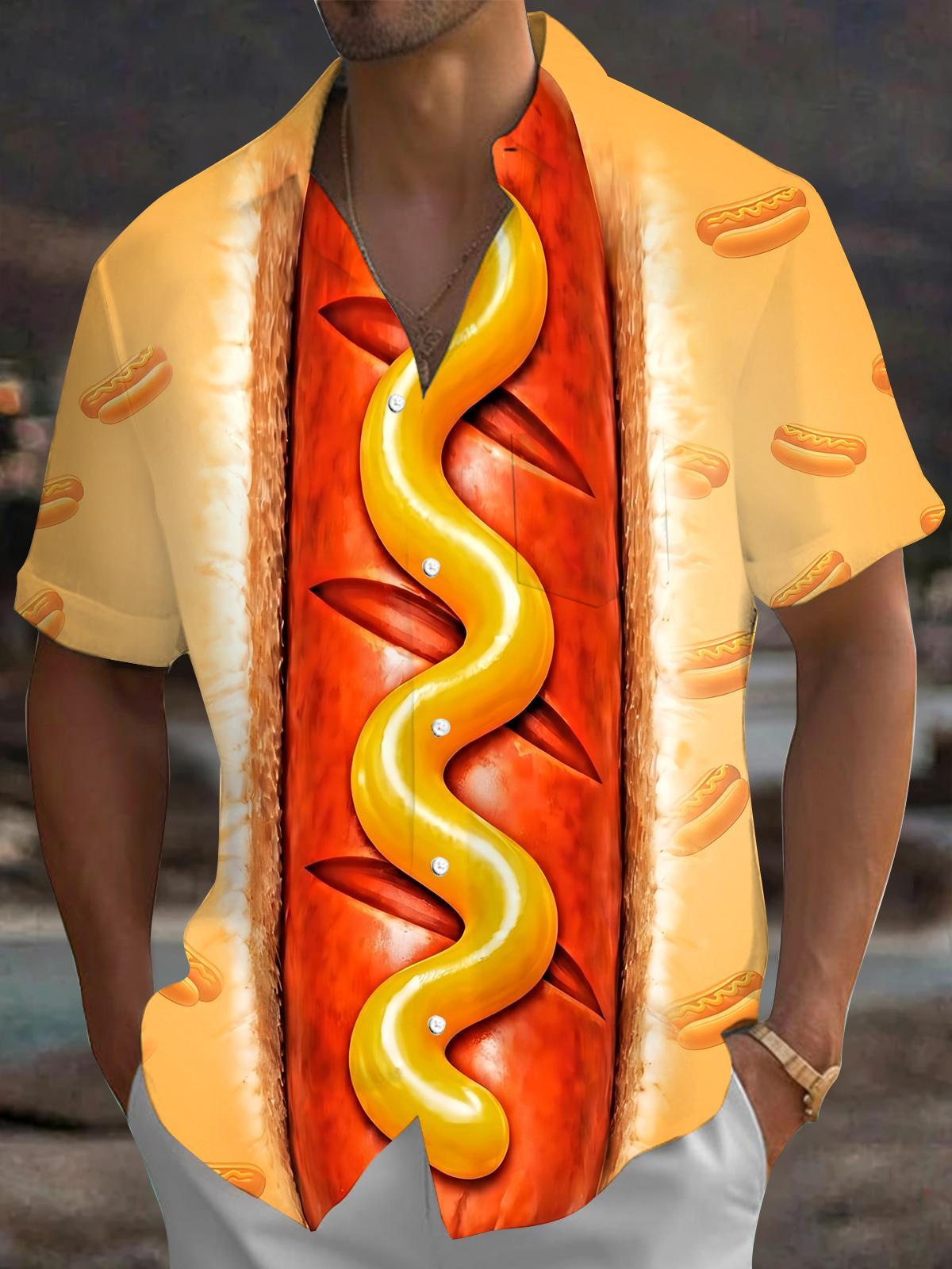 Hot Dog Men's Pocket Short Sleeve Shirts