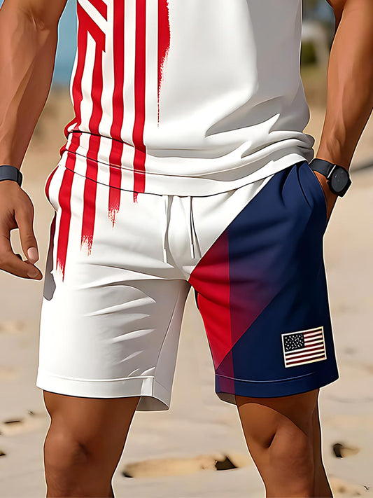 Independence Day American Flag Gradient Men's Print Pocket Shorts