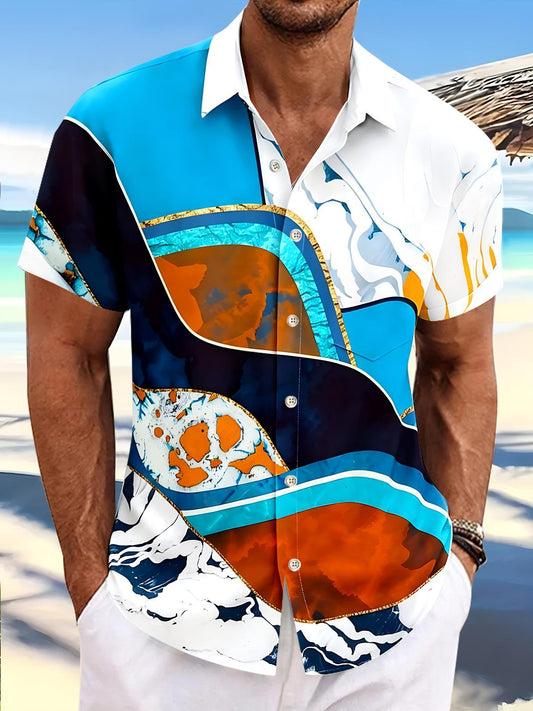 Abstract Men's Pocket Short Sleeve Shirts
