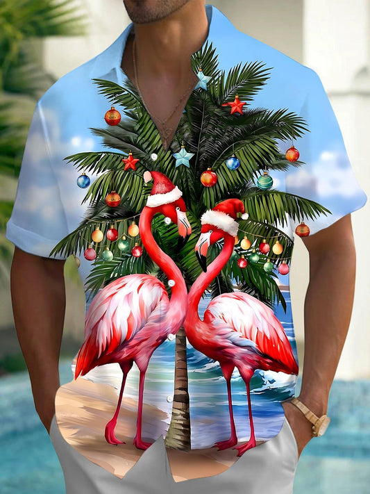 Flamingo Men's Pocket Short Sleeve Shirts