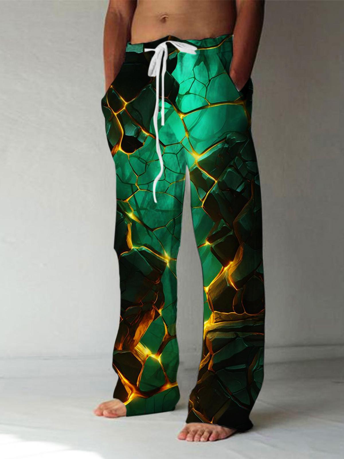 Abstract Print Men's Casual Elastic Waist Pants
