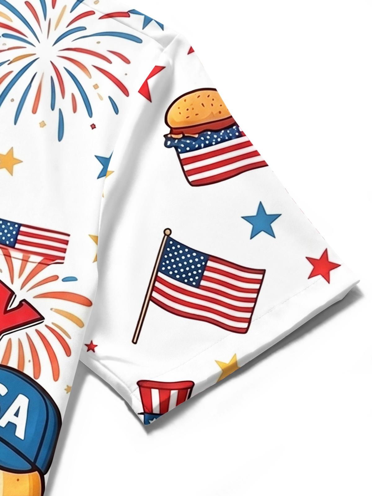 Independence Day 4Th Of July Hamburger And Hot Dog Fun Tug-Of-War Men's Pocket Short Sleeve Shirts