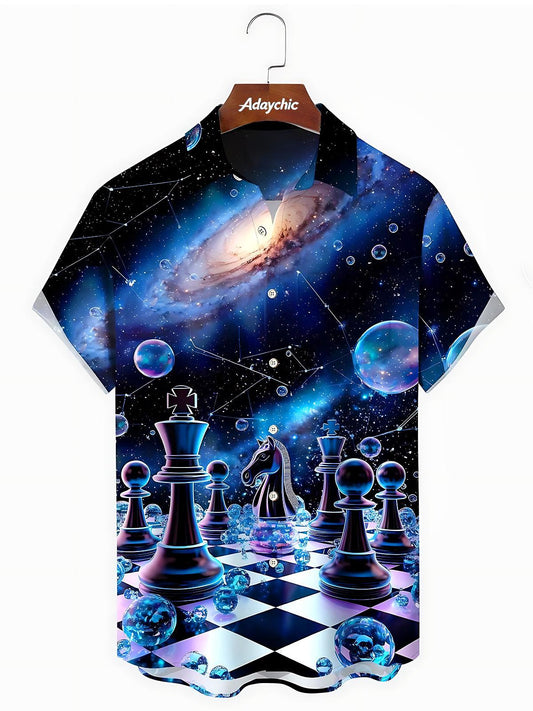 Universe Chess Men's Pocket Short Sleeve Shirts