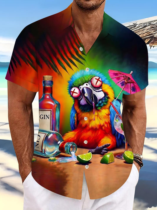 Hawaiian Parrot Men's Pocket Short Sleeve Shirts